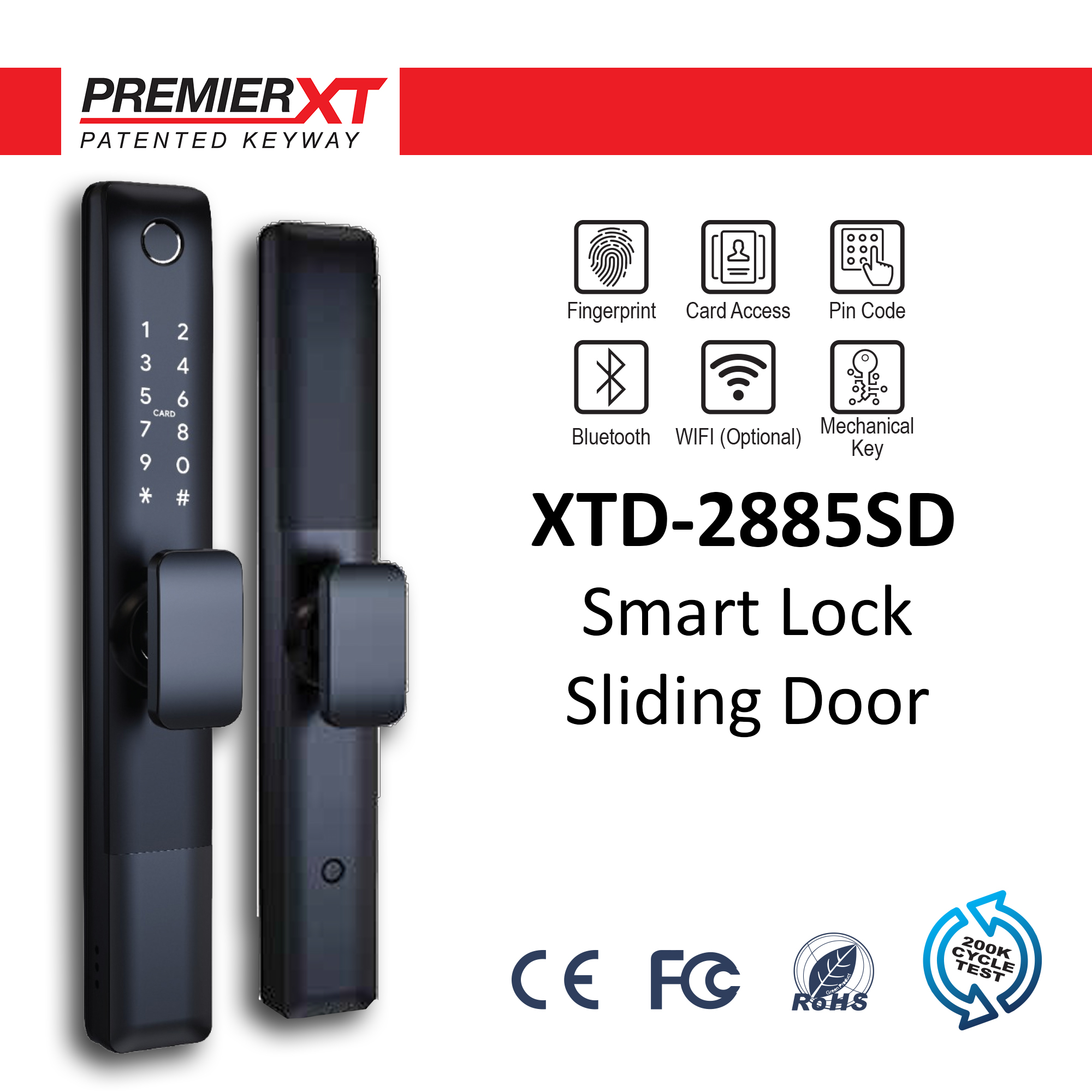 XTD 2885SD 1 Sliding Door, 滑动电子锁