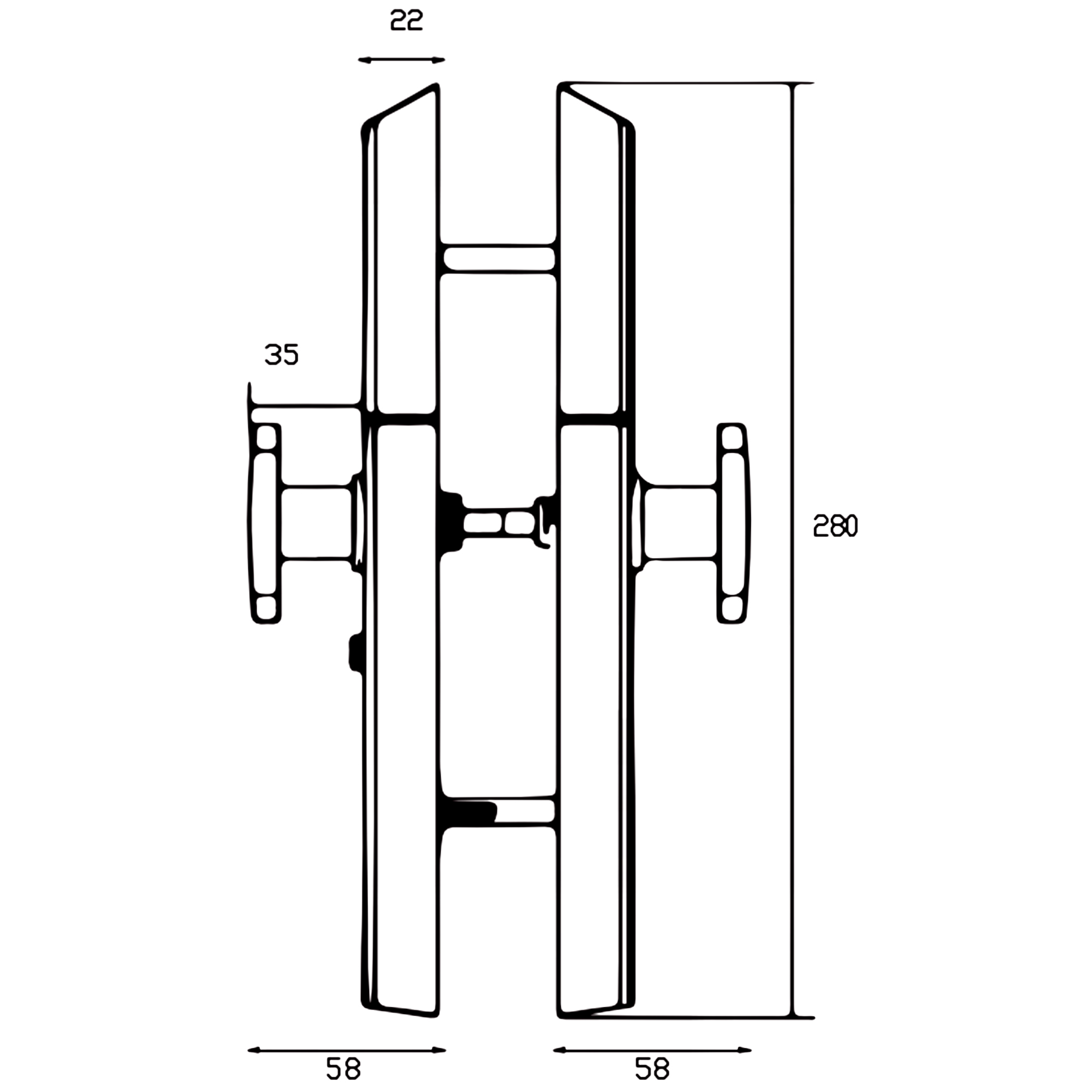 XTD 2885SDDF Side View Smart Sliding Lock, 智能滑轮门锁