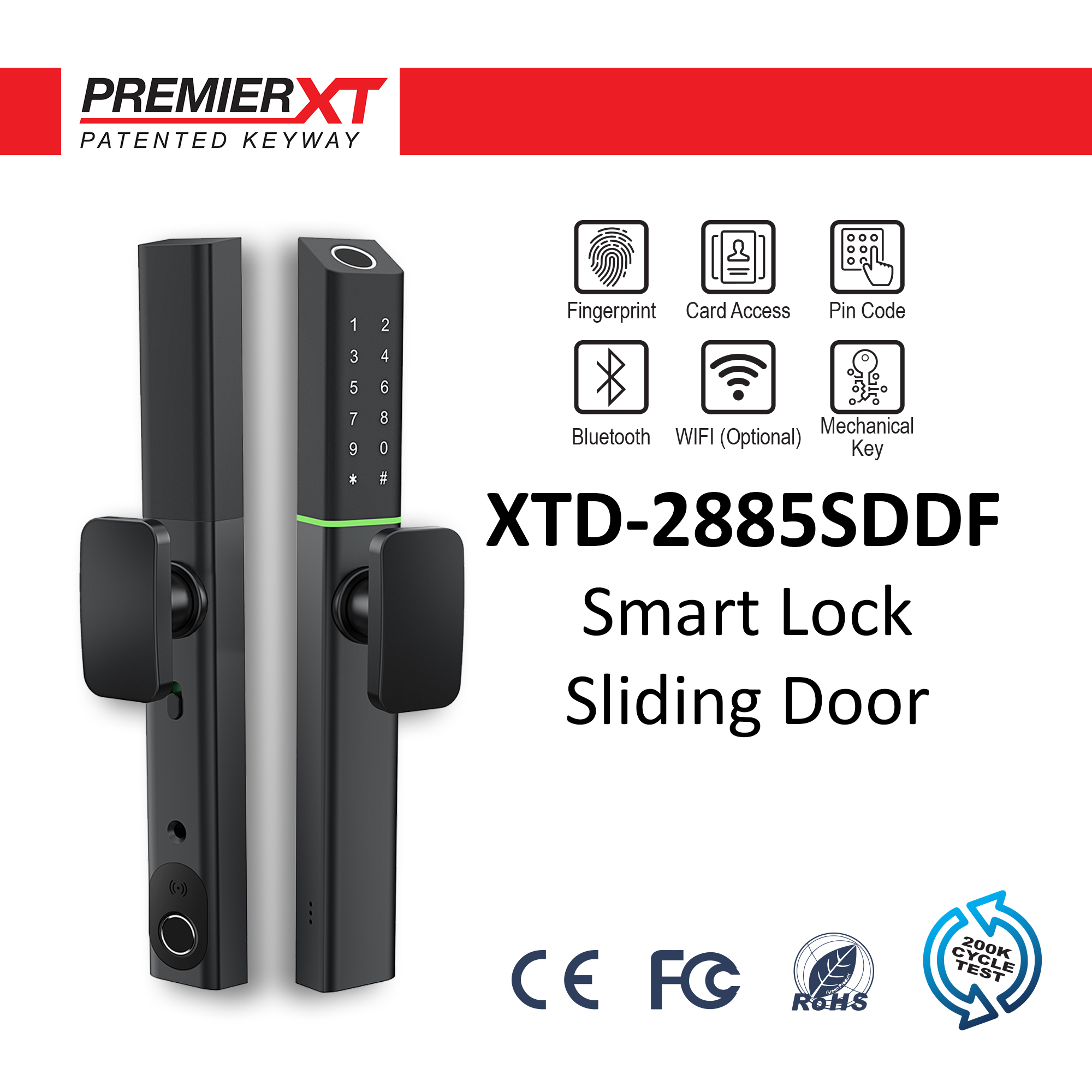 XTD 2885SDDF Smart Sliding Lock, 智能滑轮门锁